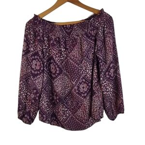 Lily White Purple Floral Off The Shoulder Top S